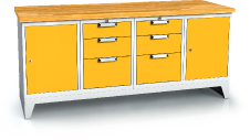 Pracovní stůl alpede UNI - deska - kontejner - podstavec s nohama 880 x 2000 x 700